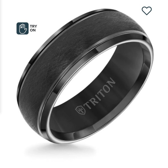 Triton Black Tungsten Men's Ring - Picture 1 of 4